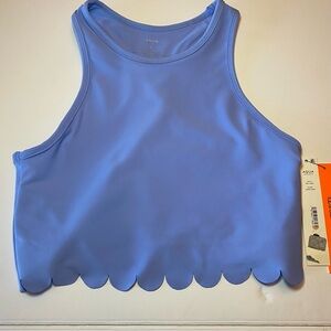 Aqua Periwinkle Scalloped Edge Tank Size S